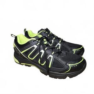 Gavin Mens Black Green Mountain MTB Lace Up Sneaker Cycling Shoes